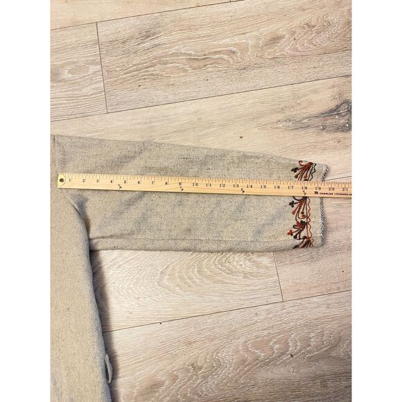 Vintage Embroidered Wool Duster Coat Beige Boho Folk Art Longline Handmade - Picture 14 of 14